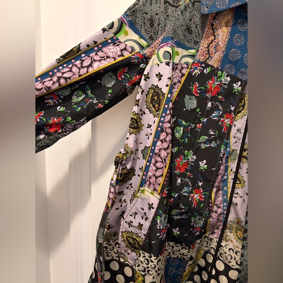 ETRO Milano Colorful Patchwork Belted Trench Coat - Picture 5 of 16